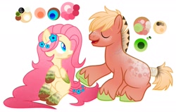 Size: 1921x1225 | Tagged: safe, artist:adiwolfsong, imported from derpibooru, big macintosh, fluttershy, earth pony, pegasus, pony, alternate design, base used, color palette, colored wings, eyes closed, female, flower, flower in hair, fluttermac, male, mare, missing cutie mark, shipping, simple background, stallion, straight, tail, tail wrap, unshorn fetlocks, white background, wings