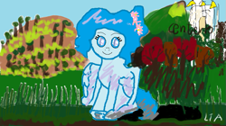 Size: 819x460 | Tagged: safe, imported from derpibooru, oc, pegasus, pony, 1000 hours in ms paint, canterlot castle, female, flower, flower in hair, grass, mare, pegasus oc, solo