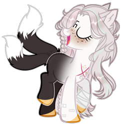 Size: 1701x1717 | Tagged: safe, artist:toffeelavender, imported from derpibooru, oc, oc only, pony, base used, colored hooves, eyelashes, eyes closed, female, looking back, mare, multiple tails, simple background, smiling, tail, transparent background