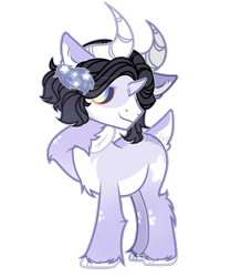 Size: 2233x2685 | Tagged: safe, artist:toffeelavender, imported from derpibooru, oc, oc only, pony, base used, female, horns, mare, raised hoof, simple background, transparent background