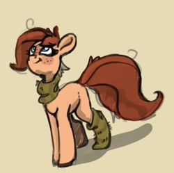 Size: 1057x1051 | Tagged: safe, artist:tg1117, oc, oc only, oc:rusty gears, earth pony, pony, clothes, female, looking up, mare, scarf, simple background, smiling, socks