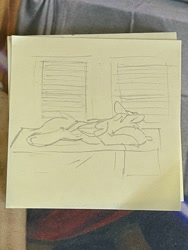 Size: 1536x2048 | Tagged: safe, artist:selenaede, pegasus, pony, bed, face down, female, mare, monochrome, pillow, sad, traditional art