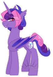Size: 2107x3061 | Tagged: safe, artist:nekomellow, derpibooru exclusive, imported from derpibooru, oc, oc only, oc:cinnamon music, alicorn, bat pony, bat pony alicorn, pony, bat wings, ear tufts, eye clipping through hair, eyebrows, eyebrows visible through hair, fangs, female, high res, horn, mare, multicolored hair, multicolored tail, pink eyes, simple background, smiling, solo, standing, tail, transparent background, watermark, wings