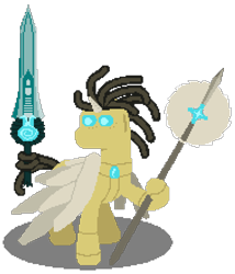 Size: 757x883 | Tagged: safe, artist:minus, derpibooru exclusive, imported from derpibooru, oc, oc only, alicorn, android, pony, robot, robot pony, alicorn oc, glowing, glowing eyes, horn, male, pixel art, prehensile tail, simple background, solo, spear, stallion, sword, tail, transparent background, weapon, wings, wires