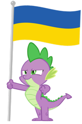 Size: 1280x1926 | Tagged: safe, artist:memnoch, artist:shield-wing1996, imported from derpibooru, spike, dragon, current events, flag, simple background, solo, transparent background, ukraine, vector