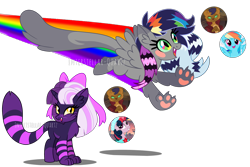 Size: 3597x2404 | Tagged: safe, artist:interstellar-quartz, imported from derpibooru, oc, hybrid, offspring, parent:capper dapperpaws, parent:rainbow dash, parent:twilight sparkle, simple background, transparent background