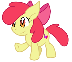 Size: 700x595 | Tagged: safe, artist:cmara, imported from derpibooru, apple bloom, earth pony, pony, bow, female, filly, foal, full body, hair bow, hooves, raised hoof, simple background, smiling, solo, standing, tail, white background