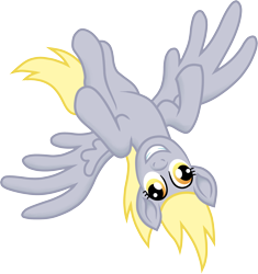 Size: 2404x2560 | Tagged: safe, artist:malte279, imported from derpibooru, derpy hooves, pegasus, pony, female, flying, free to use, full body, grin, high res, hooves, mare, simple background, smiling, solo, spread wings, transparent background, upside down, wings
