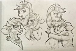 Size: 2172x1476 | Tagged: safe, artist:redahfuhrerking, imported from derpibooru, applejack, cow, pony, them's fightin' herds, arizona (tfh), community related, monochrome, traditional art