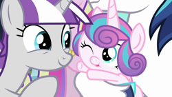 Size: 1280x720 | Tagged: safe, imported from derpibooru, screencap, princess cadance, princess flurry heart, shining armor, twilight velvet, alicorn, pony, unicorn, season 6, the crystalling, baby, baby pony, cute, father and child, father and daughter, female, flurrybetes, foal, grandmother, grandmother and grandchild, grandmother and granddaughter, male, mare, mother and child, mother and son, offscreen character, stallion, velvetbetes