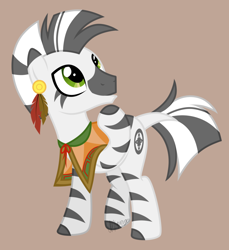 Size: 1188x1299 | Tagged: safe, artist:feather_bloom, imported from derpibooru, oc, oc:zeth, zebra, cloak, clothes, ear piercing, earring, jewelry, looking up, piercing, shawl, simple background, solo, stripes, zebra oc
