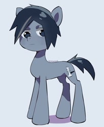 Size: 880x1073 | Tagged: safe, artist:cherrnichka, imported from derpibooru, oc, oc only, earth pony, pony, looking at you, male, simple background, solo, stallion