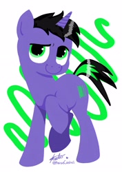 Size: 2480x3508 | Tagged: safe, artist:praisecastiel, imported from derpibooru, oc, oc only, oc:frequency wavelength, pony, unicorn, simple background, solo, white background