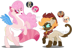 Size: 4090x2727 | Tagged: safe, artist:interstellar-quartz, imported from derpibooru, applejack, capper dapperpaws, discord, pinkie pie, oc, draconequus, hybrid, pony, interspecies offspring, obtrusive watermark, offspring, parent:applejack, parent:capper dapperpaws, parent:discord, parent:pinkie pie, parents:capperjack, parents:discopie, simple background, transparent background, watermark