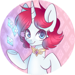 Size: 300x300 | Tagged: safe, artist:hawthornss, imported from derpibooru, oc, oc only, oc:britannia, pony, unicorn, b.u.c.k., b.u.c.k. 2016, diamonds, element of generosity, eye clipping through hair, eyebrows, eyebrows visible through hair, horn, looking at you, simple background, smiling, smiling at you, solo, transparent background, unicorn oc