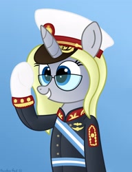 Size: 2472x3226 | Tagged: safe, artist:rainbowšpekgs, imported from derpibooru, oc, oc only, oc:silver bullet, unicorn, argentina, clothes, military uniform, solo, uniform