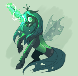 Size: 2567x2500 | Tagged: safe, artist:syrupyyy, imported from derpibooru, queen chrysalis, changeling, changeling queen, angry, crown, female, frown, glowing, glowing horn, gritted teeth, high res, horn, insect wings, jewelry, looking at you, regalia, signature, solo, spread wings, teeth, transparent wings, wings