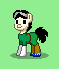 Size: 59x69 | Tagged: safe, artist:dematrix, imported from derpibooru, pony, pony town, bandage, big eyes, clothes, green background, male, naruto, ninja, picture for breezies, pixel art, ponified, rock lee, simple background, solo