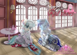 Size: 3000x2142 | Tagged: safe, artist:avchonline, imported from derpibooru, coco pommel, minuette, earth pony, semi-anthro, unicorn, ballerina, canterlot royal ballet academy, clothes, cocobetes, crying, cup, cute, dress, eyes closed, female, gritted teeth, lamp, magic, magic aura, makeup, minubetes, sad, sadorable, shoes, stockings, table, teacup, teapot, teary eyes, teeth, telekinesis, thigh highs, tutu