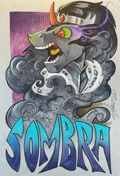 Size: 1396x2048 | Tagged: safe, artist:andypriceart, imported from derpibooru, king sombra, pony, unicorn, male, solo, stallion, traditional art