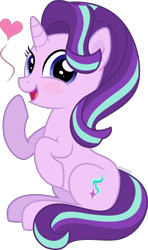 Size: 4500x7606 | Tagged: safe, artist:n0kkun, imported from derpibooru, starlight glimmer, pony, unicorn, absurd resolution, blushing, cute, female, glimmerbetes, heart, looking at you, mare, open mouth, simple background, sitting, smiling, solo, transparent background, vector