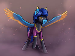 Size: 1991x1488 | Tagged: safe, artist:helmie-art, imported from derpibooru, oc, oc only, oc:helmie, pegasus, pony, clothes, costume, shadowbolts costume, solo