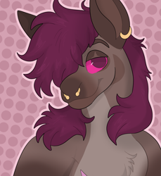 Size: 2089x2283 | Tagged: safe, artist:gooeygaster, imported from derpibooru, oc, oc only, donkey, colored sclera, ear piercing, earring, furry to pony, jewelry, nose piercing, piercing, ponysona, septum piercing, solo