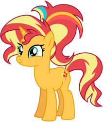 Size: 1024x1197 | Tagged: safe, artist:emeraldblast63, imported from derpibooru, sunset shimmer, pony, unicorn, spoiler:g5, spoiler:my little pony: tell your tale, spoiler:tyts01e05, female, full body, g5, hooves, horn, mane melody, mare, my little pony: tell your tale, simple background, smiling, solo, standing, tail, transparent background