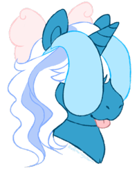 Size: 556x701 | Tagged: safe, artist:hoffnungsstern, imported from derpibooru, oc, oc only, oc:fleurbelle, alicorn, pony, :p, bow, bunny ears, female, hair bow, mare, simple background, solo, tongue out, transparent background