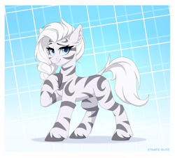 Size: 2380x2160 | Tagged: safe, artist:strafe blitz, imported from derpibooru, oc, oc only, oc:schansai, zebra, female, solo, zebra oc