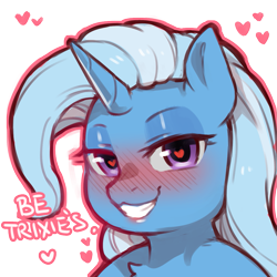 Size: 1159x1159 | Tagged: safe, artist:cold-blooded-twilight, imported from derpibooru, trixie, pony, unicorn, blushing, dialogue, female, heart, heart eyes, looking at you, mare, simple background, smiling, solo, third person, transparent background, wingding eyes