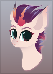 Size: 1800x2500 | Tagged: safe, artist:77jessieponygames77, imported from derpibooru, oc, oc only, pony, unicorn, bust, eyelashes, female, gradient background, horn, mare, solo, unicorn oc