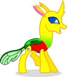 Size: 552x637 | Tagged: safe, artist:mariofan345, imported from derpibooru, oc, oc only, oc:diamond stripe, changedling, changeling, changedling oc, changeling oc, female changeling, happy, simple background, solo, transparent background