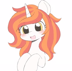 Size: 2048x2031 | Tagged: safe, artist:ginmaruxx, imported from derpibooru, oc, oc only, oc:crystal nova, pony, unicorn, blushing, bust, cute, horn, ocbetes, open mouth, open smile, simple background, smiling, white background