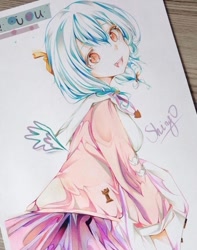 Size: 851x1080 | Tagged: safe, artist:shiny o, imported from derpibooru, cozy glow, human, humanized, solo, traditional art