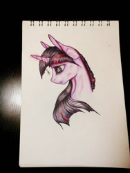 Size: 768x1024 | Tagged: safe, artist:pessadie, imported from derpibooru, twilight sparkle, pony, unicorn, bust, female, mare, solo, traditional art, unicorn twilight