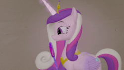 Size: 640x360 | Tagged: safe, artist:assertiveshy, imported from derpibooru, princess cadance, alicorn, pony, 3d, ^^, animated, candy, drool, ear flick, eyes closed, female, folded wings, food, gif, glowing, glowing horn, horn, licking, lollipop, magic, mare, smiling, solo, source filmmaker, telekinesis, tongue out, wings