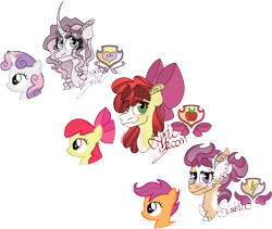 Size: 4105x3457 | Tagged: safe, imported from derpibooru, apple bloom, scootaloo, sweetie belle, earth pony, pegasus, pony, unicorn, cutie mark crusaders, female, filly, foal, high res, simple background, transparent background