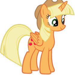 Size: 894x894 | Tagged: safe, artist:foxyfell1337, imported from derpibooru, applejack, twilight sparkle, alicorn, pony, alicornified, alternate hairstyle, applecorn, race swap, simple background, solo, transparent background, twilight sparkle (alicorn)