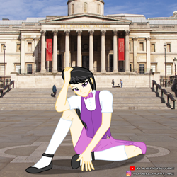 Size: 4096x4096 | Tagged: safe, artist:forzaveteranenigma, imported from derpibooru, octavia melody, human, equestria girls, clothes, flats, humanized, instagram, irl, irl human, london, photo, pose, real life background, shoes, skirt, stairs, trafalgar square, youtube