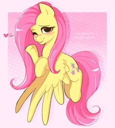 Size: 2007x2239 | Tagged: safe, artist:syrupyyy, imported from derpibooru, fluttershy, pegasus, pony, blushing, commission, cute, female, flying, heart, mare, one eye closed, shyabetes, solo, wink
