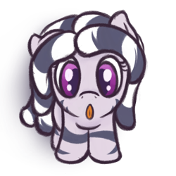 Size: 1200x1200 | Tagged: safe, artist:ahorseofcourse, oc, oc:zala, zebra, :p, cute, solo, tongue out