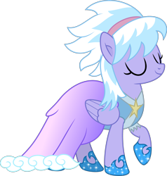Size: 3374x3549 | Tagged: safe, artist:thatusualguy06, imported from derpibooru, cloudchaser, pegasus, pony, .svg available, clothes, dress, eyes closed, female, gala dress, hairband, high res, hoof shoes, mare, raised hoof, simple background, smiling, solo, svg, transparent background, vector
