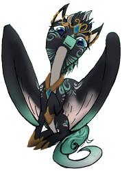 Size: 3635x5115 | Tagged: safe, artist:c_||_r, imported from ponybooru, oc, oc only, oc:alpine apotheon, pony, blue eyes, body markings, claws, diadem, feathered fetlocks, feathered man, female, looking at you, mare, multicolored tail, simple background, smiling, solo, transparent background, wings