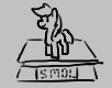 Size: 102x80 | Tagged: safe, oc, oc only, earth pony, pony, aggie.io, female, lowres, mare, monochrome, scale, simple background, smiling