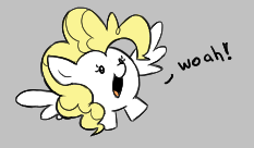 Size: 233x136 | Tagged: safe, artist:algoatall, surprise, pegasus, pony, aggie.io, female, flying, lowres, mare, open mouth, simple background, smiling, spread wings, talking, wings