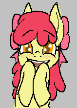 Size: 158x221 | Tagged: safe, apple bloom, earth pony, pony, aggie.io, bow, female, happy, lowres, mare, open mouth, simple background, smiling