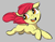 Size: 368x284 | Tagged: safe, artist:crade, apple bloom, earth pony, pony, aggie.io, female, filly, looking back, lowres, mare, open mouth, running, simple background, smiling