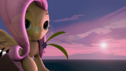 Size: 3840x2160 | Tagged: safe, artist:snugglesarts, derpibooru exclusive, imported from derpibooru, fluttershy, pony, 3d, 4k, high res, lens flare, looking at you, source filmmaker, wallpaper