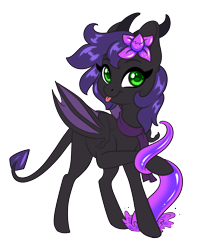 Size: 1734x2147 | Tagged: safe, artist:silkensaddle, imported from derpibooru, oc, oc only, pony, clothes, flower, flower in hair, scarf, simple background, solo, tentacles, tongue out, transparent background